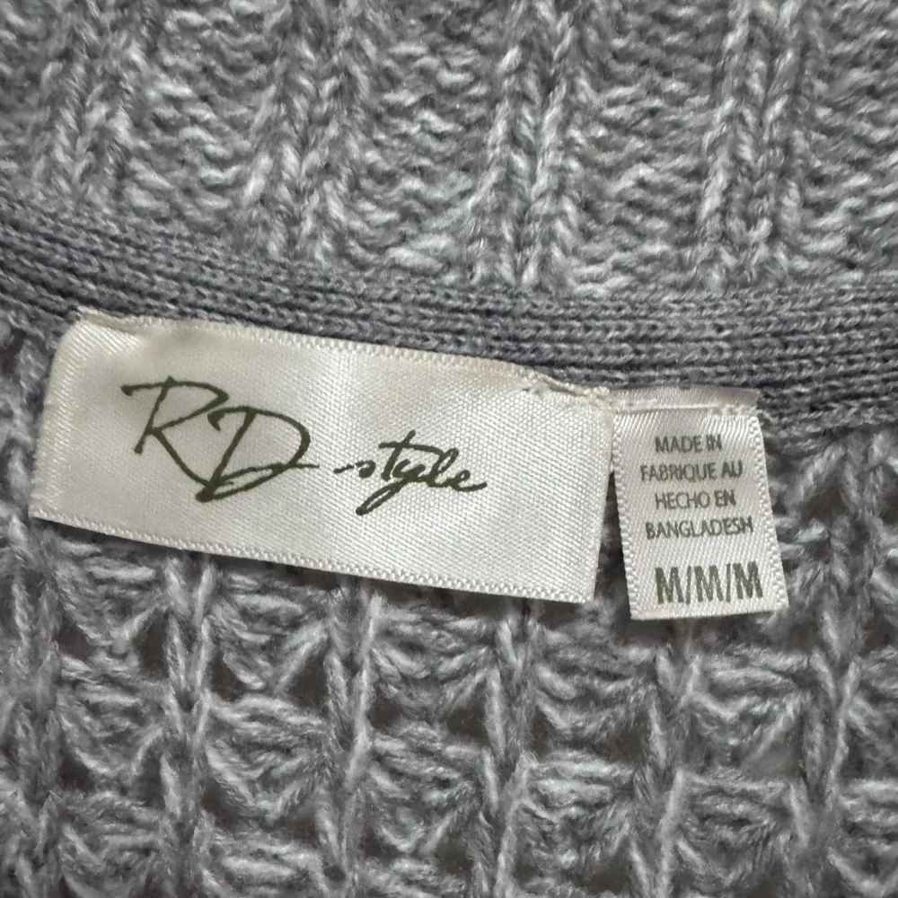 RD Style Gray Chunky Knit Cardigan Sweater - Picture 3 of 6